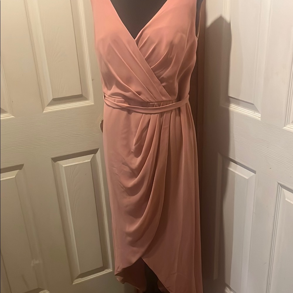 David's Bridal Pink Midi Dress
